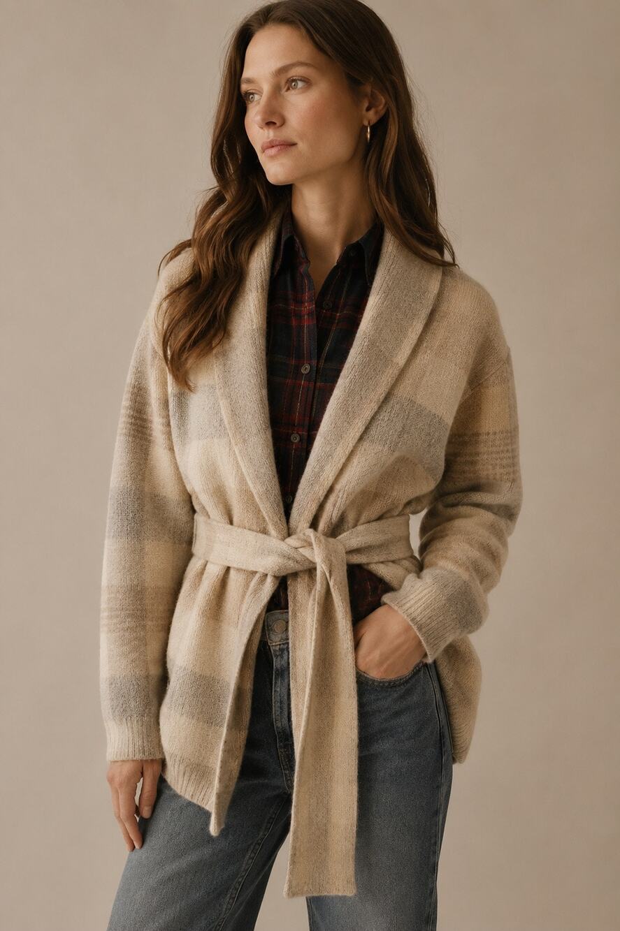 Lauren Ralph Lauren Vintage Lambswool Belted Cardigan Sweater